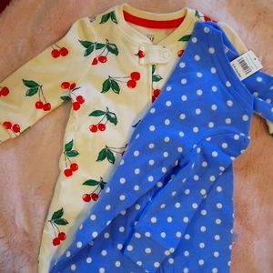 Baby gap 3-6 month sleepers. Cherry print and blue